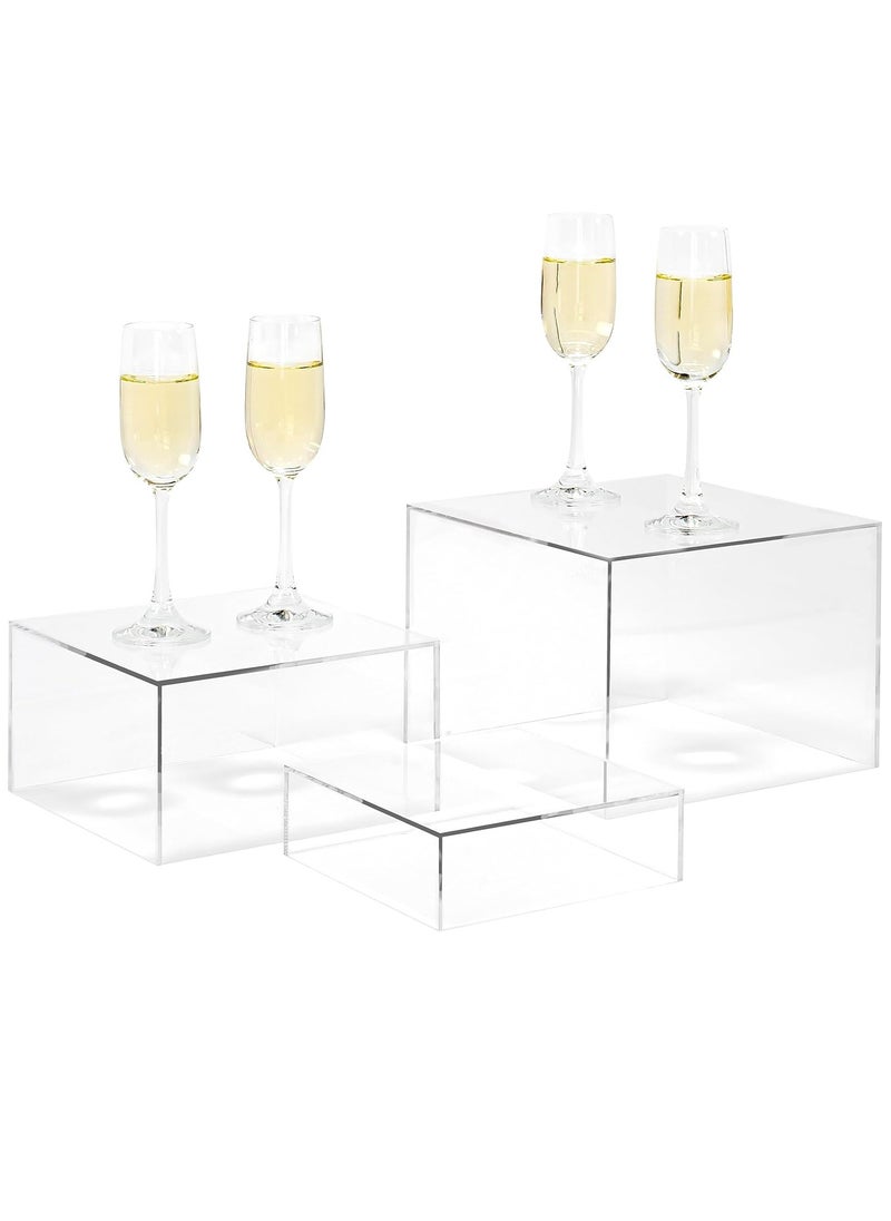 Rose - Buffet Risers, Food Risers for Buffet Table, Display Stand Shelf for Catering Dessert Collectibles, Acrylic Cube Display Nesting Risers with Hollow Bottoms Clear - Image 1
