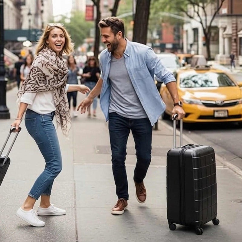 SENATOR Hard Case Travel Bags Cabin Luggage Trolley ABS Lightweight Suitcase with 4 Spinner Wheels, A207, Black - Image 2