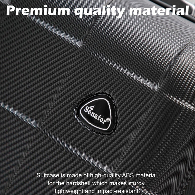 SENATOR Hard Case Travel Bags Cabin Luggage Trolley ABS Lightweight Suitcase with 4 Spinner Wheels, A207, Black - Image 5