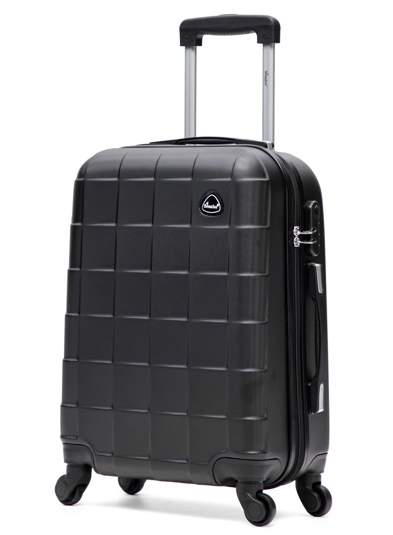 SENATOR Hard Case Travel Bags Cabin Luggage Trolley ABS Lightweight Suitcase with 4 Spinner Wheels, A207, Black - Image 1