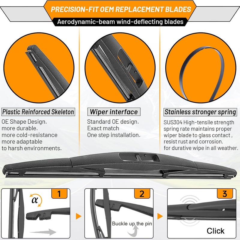 AUTOBOO 26"+20" Windshield Wipers with 14" Rear Wiper Blade Replacement for Subaru Ascent 2019 2020 2021 2022 2023 2024 2025-2026 -Original Factory Quality (Pack of 3) - Image 5