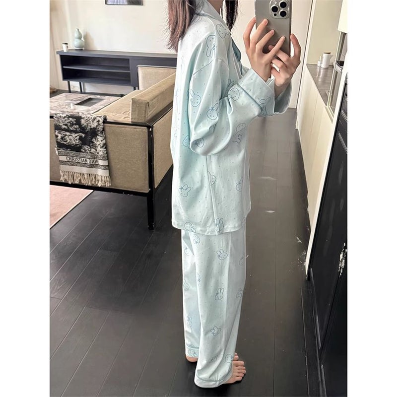 Korean Cartoon Polka Dot Rabbit Pajama Set for Women - Image 5