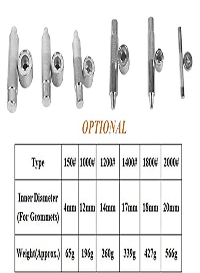 Walfront Eyelet Hole Punch Tool Grommet Setter 4 12 14 17 20mm Die Kit for Leather Craft Clothing Fabric Eyelet Hand Setter Hollow Punch (2000# 20mm) - Image 5