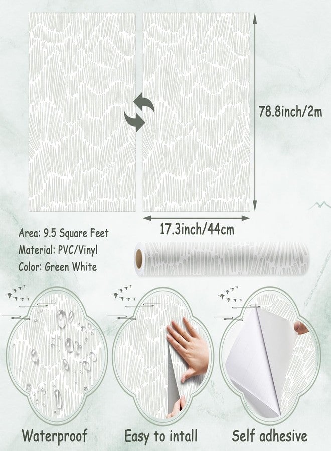 Theper Green Modern Boho Striped Wallpaper 17.3"×78.8" Peel and Stick Removable Self-Adhesive Waterproof for Bedroom, Kitchen, Bathroom - Image 3