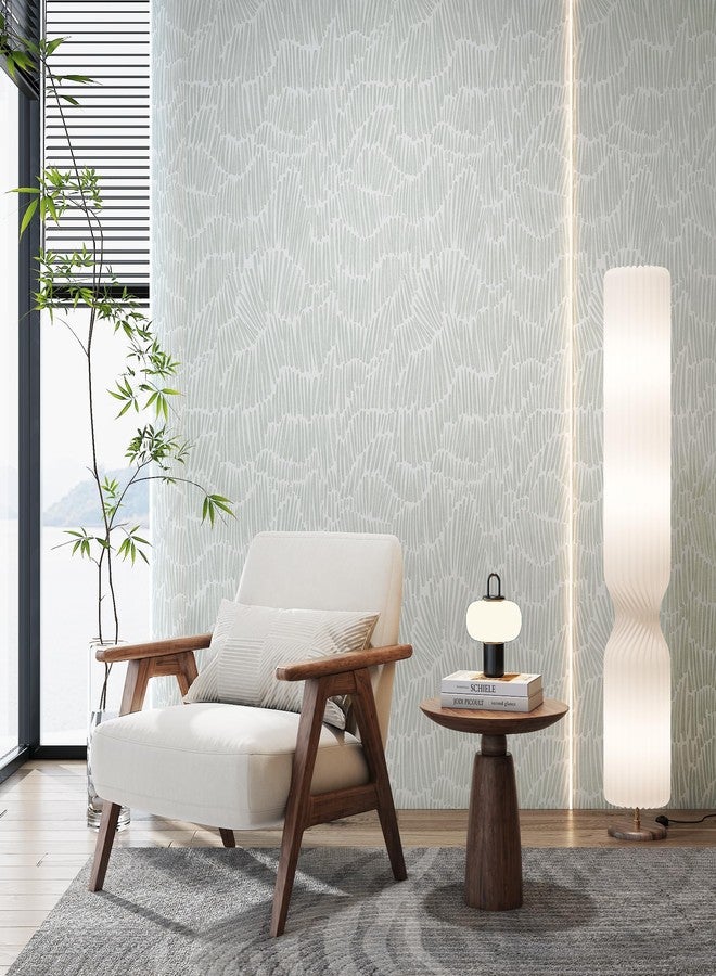 Theper Green Modern Boho Striped Wallpaper 17.3"×78.8" Peel and Stick Removable Self-Adhesive Waterproof for Bedroom, Kitchen, Bathroom - Image 4