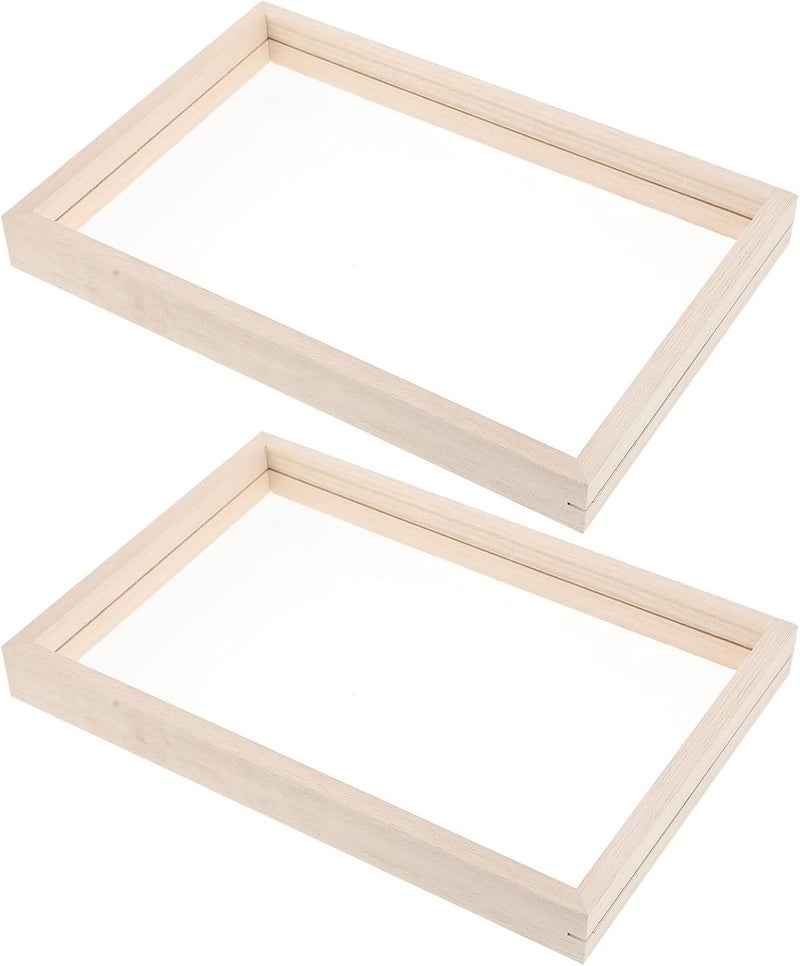 2 Sets Wooden Acrylic Glass Painting Frames for Handcrafted Drawing, Photo Display Frames with Acrylic Sheets, Suitable for Wall and Tabletop Decoration - Image 1
