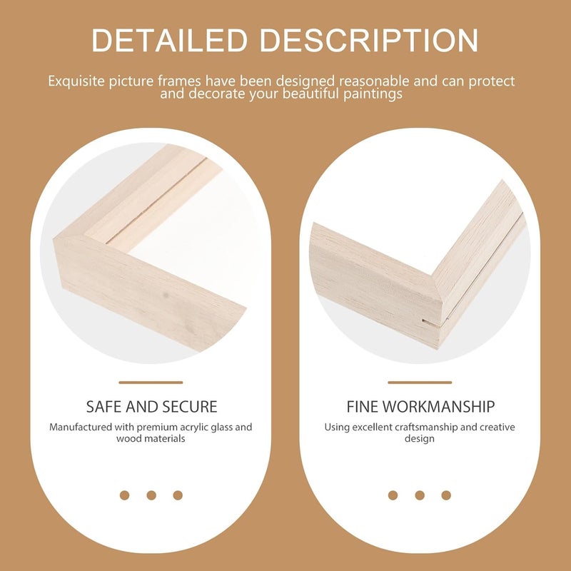 2 Sets Wooden Acrylic Glass Painting Frames for Handcrafted Drawing, Photo Display Frames with Acrylic Sheets, Suitable for Wall and Tabletop Decoration - Image 4