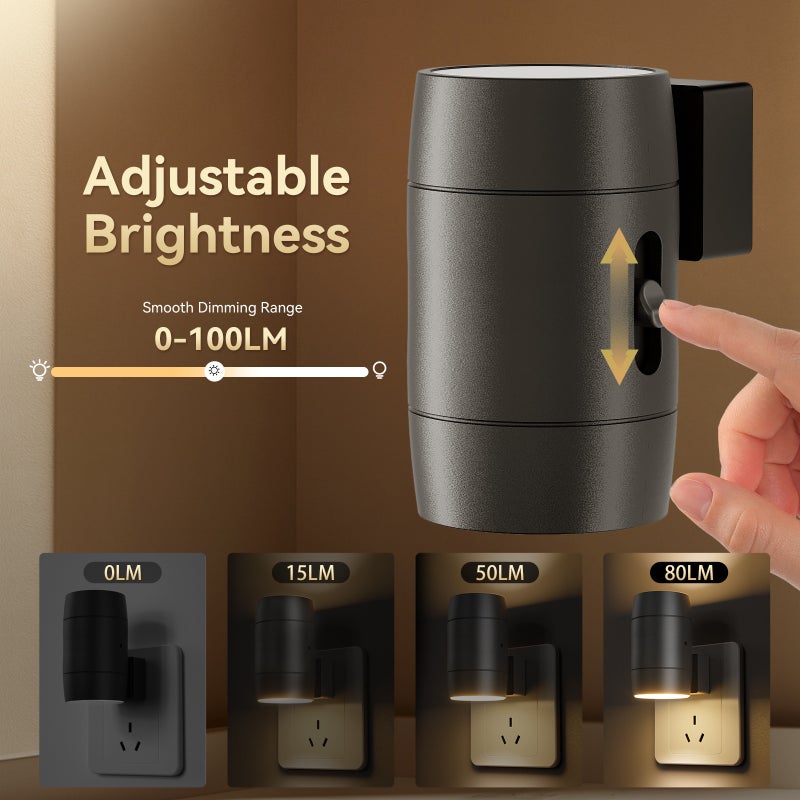 Plug-in Adjustable Brightness Rotating Light Sensor Night Lamp for Corridors, Living Rooms & Bedrooms - Image 2