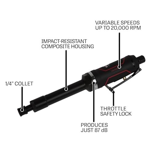 JET 1/4-Inch Pneumatic Extended Die Grinder, 20000 RPM (JAT-481) - Image 2