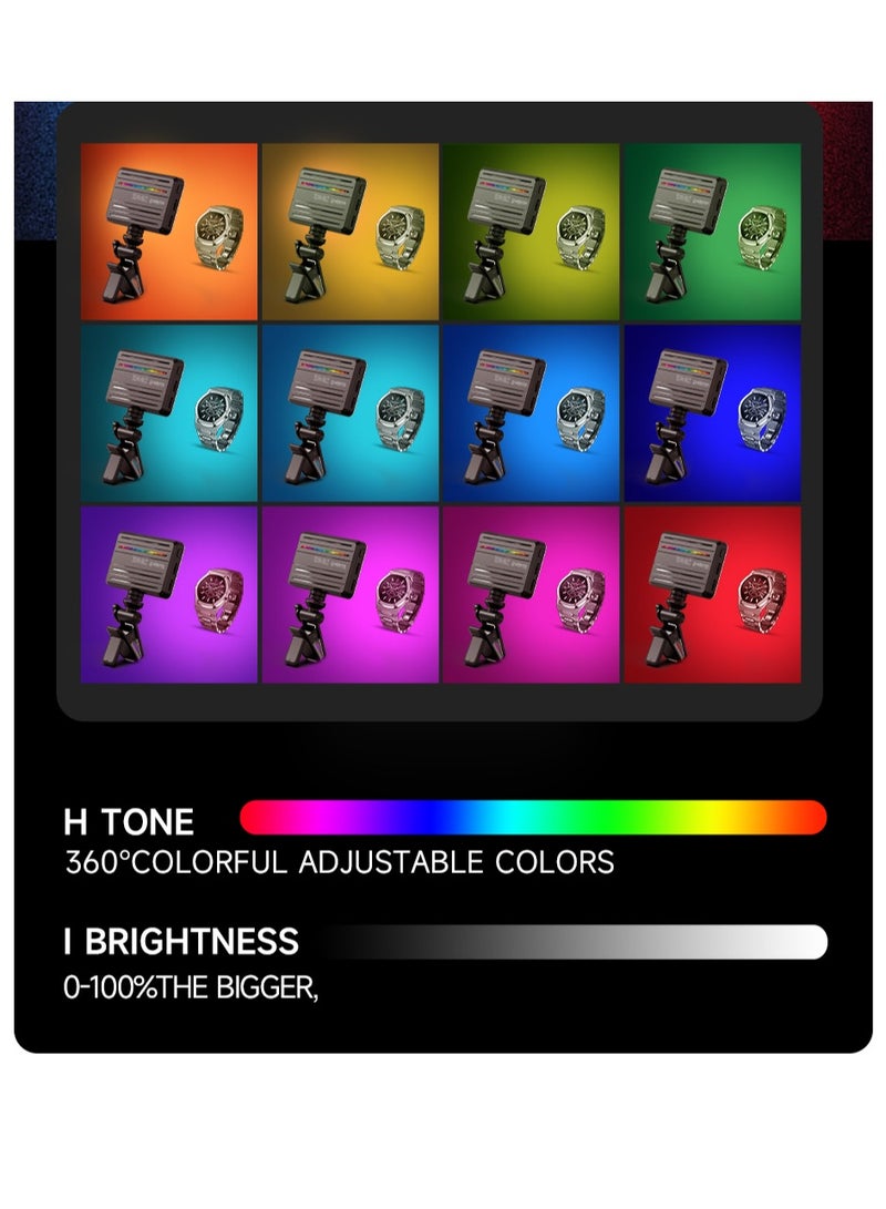 ملبوس إضاءة ملونة للتصوير الفوتوغرافي 129 LED سعة 3000mAh ، ضوء سيلفي قابل لإعادة الشحن عبر USB لفيديو وصور مع مشبك أمامي وخلفي للهواتف المحمولة وأجهزة الكمبيوتر المحمولة وماكياج تيك توك وبث مباشر. - Image 4