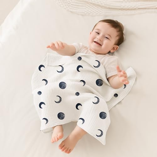 Susurration Baby Burp Cloths 5 Pack 100% Cotton Muslin Baby Washcloths 23.6 * 23.6 inch, Burping Cloths for Babies, Newborn Baby Boys Girls Essentials-Blue - Image 3
