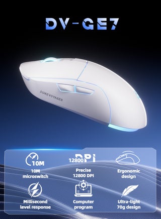 ماوس الألعاب GE7 ماكرو، بدقة قابلة للتعديل من 1-12800 DPI، ومعدل اقتراع 1000 هرتز، بكابل قابل للفصل، مع 6 أزرار قابلة للبرمجة تدعم الماكرو والبرمجيات المخصصة، وإضاءة RGB بـ 16.8 مليون لون، ماوس سلكي مريح عبر USB مخصص للرياضات الإلكترونية، متوافق مع PC/PS4/PS5/Xbox، مثالي للاعبي Fortnite - view 2