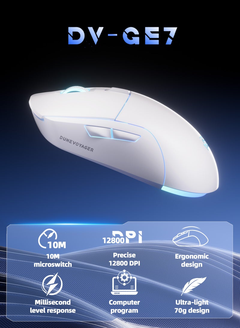 مسافر الكثبان ماوس الألعاب GE7 ماكرو، بدقة قابلة للتعديل من 1-12800 DPI، ومعدل اقتراع 1000 هرتز، بكابل قابل للفصل، مع 6 أزرار قابلة للبرمجة تدعم الماكرو والبرمجيات المخصصة، وإضاءة RGB بـ 16.8 مليون لون، ماوس سلكي مريح عبر USB مخصص للرياضات الإلكترونية، متوافق مع PC/PS4/PS5/Xbox، مثالي للاعبي Fortnite - Image 2