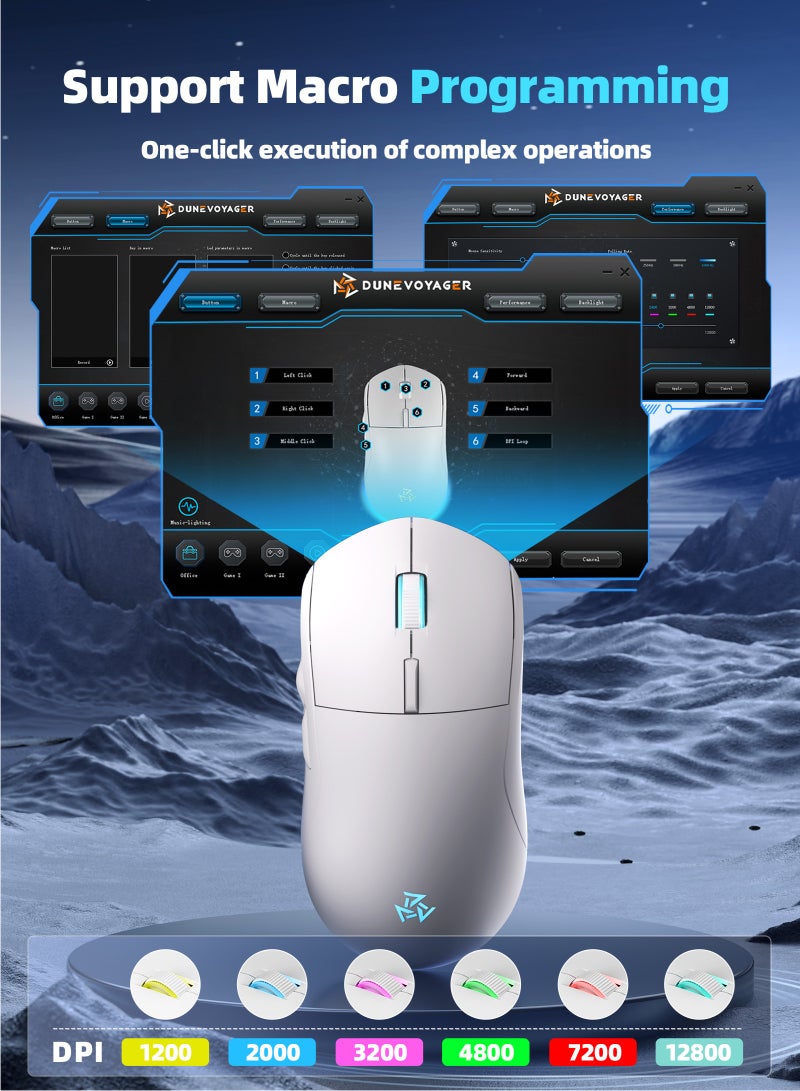 مسافر الكثبان ماوس الألعاب GE7 ماكرو، بدقة قابلة للتعديل من 1-12800 DPI، ومعدل اقتراع 1000 هرتز، بكابل قابل للفصل، مع 6 أزرار قابلة للبرمجة تدعم الماكرو والبرمجيات المخصصة، وإضاءة RGB بـ 16.8 مليون لون، ماوس سلكي مريح عبر USB مخصص للرياضات الإلكترونية، متوافق مع PC/PS4/PS5/Xbox، مثالي للاعبي Fortnite - Image 3