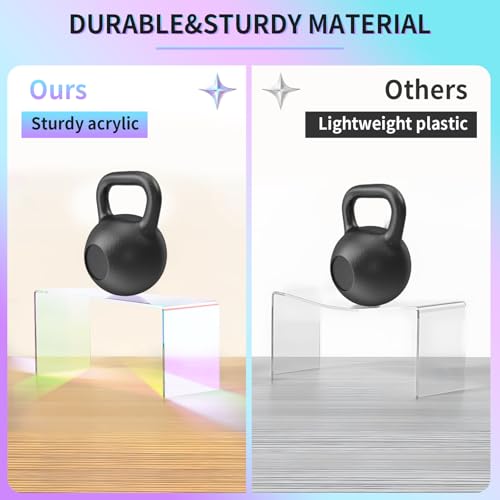 Jolboldy Iridescent Acrylic Display Risers, 8pcs Rainbow Display Stand Rectangular Stands Showcase Transparent Display Shelf for Dessert Cupcake Collectibles Figures Jewelry Perfume Christmas Decor - Image 5