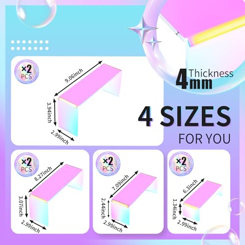 Jolboldy Iridescent Acrylic Display Risers, 8pcs Rainbow Display Stand Rectangular Stands Showcase Transparent Display Shelf for Dessert Cupcake Collectibles Figures Jewelry Perfume Christmas Decor - Image 3