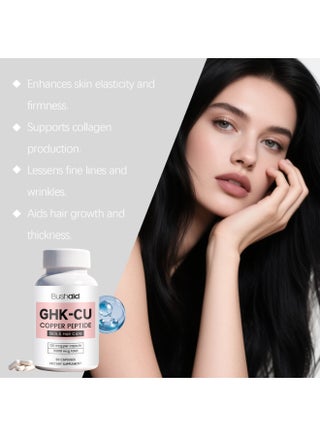 BUSHAID GHK-CU Copper Peptide Capsules 90 capsules,Strengthen Hair Roots, Improve Skin Elasticity, and Provide Intensive Repair Support for Skin and Hair. | Best Price KSA