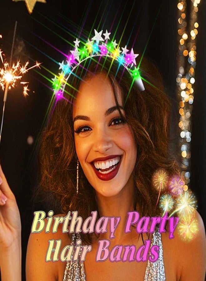 Zoestar Light Up Star Headband New Year Led Stars Headpiece NYE Glow Party Hair Accessories for Women (Silver) - Image 3