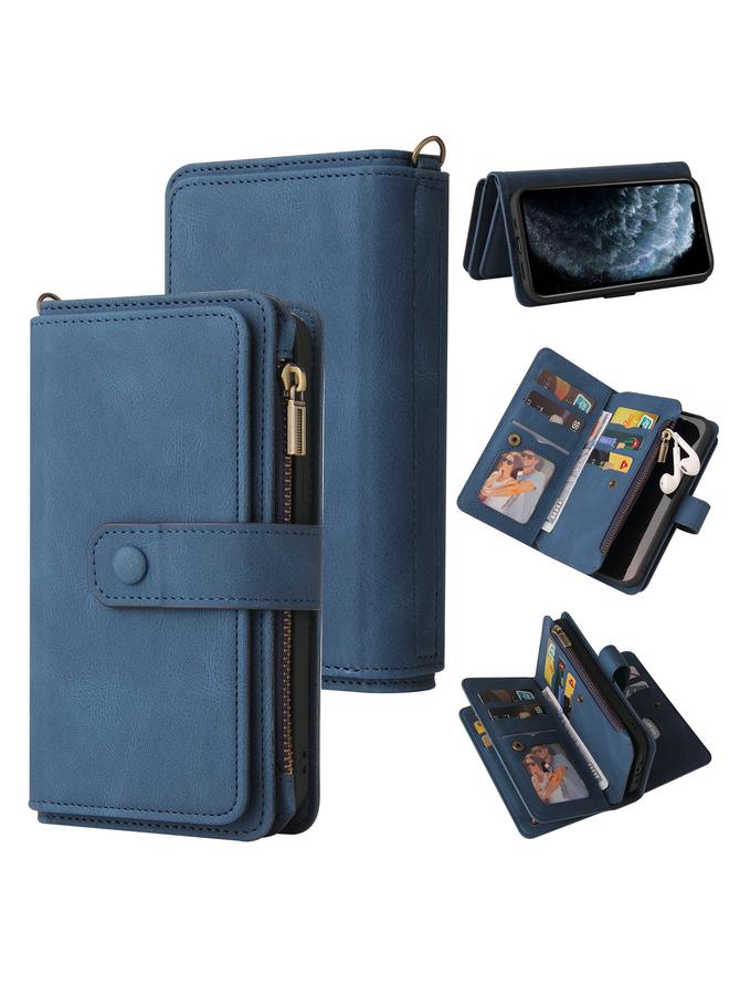 erorex Skin Feel PU + TPU Horizontal Flip Leather Case with Holder & 15 Cards Slot & Wallet & Zipper Pocket & Lanyard For iPhone 11 Pro - Image 1