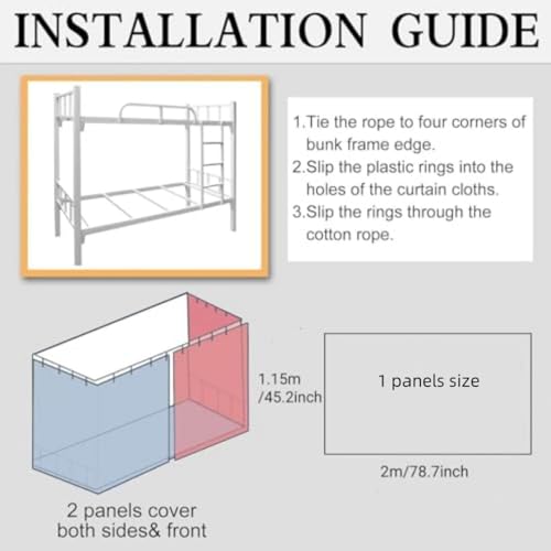 YMMMY ROSE Dorm Bottom Bunk Bed Curtains Privacy Curtains 350g Dustproof Breathable Single Bed Blackout Curtains Panels Privacy Underbed Loft Bed Canopy Tent Curtain Shading Drapes for Dorm College Home 2 panels - Image 3