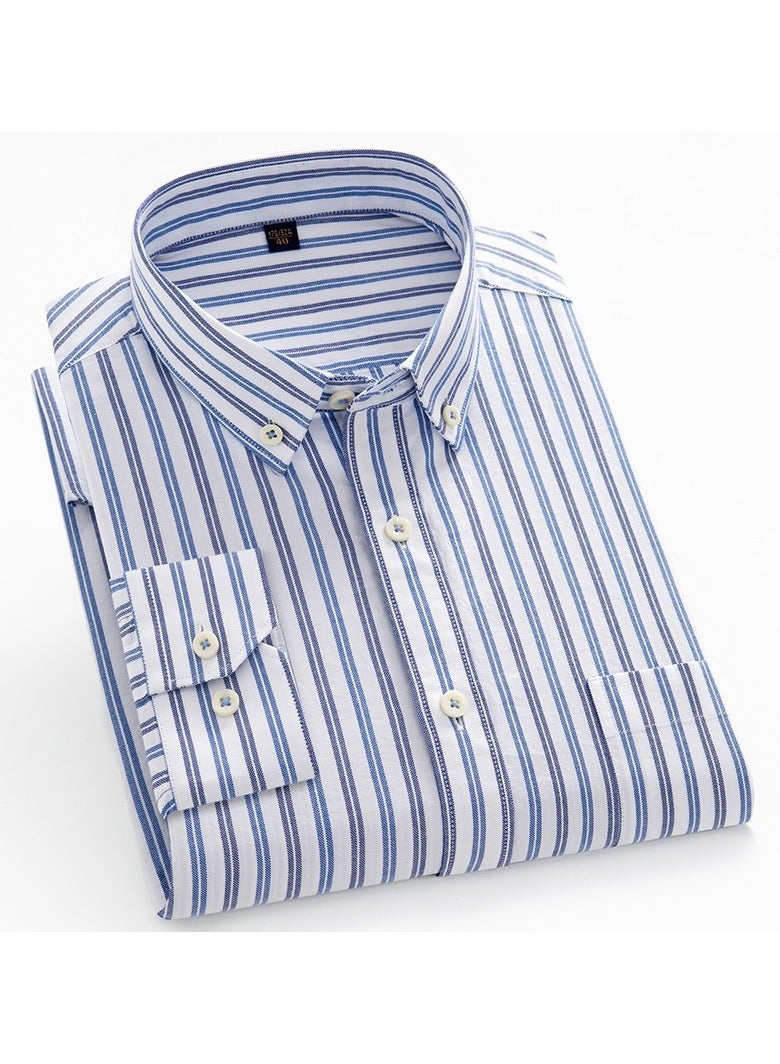 Shougu Autumn Pure Cotton Long Sleeved Casual Wrinkle Free Striped Shirt  - Image 1
