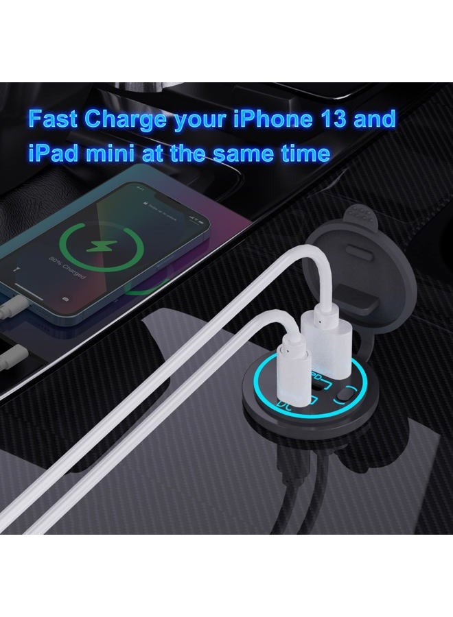 Hapytrip 2 Pack 12V USB Outlet Wired Charger Multi Port, Dual PD3.0 USB-C and Quick Charge 3.0 Car Port Socket with Power Switch, Fast Charger for Cell Phone Tablet, Suitable for Car Boat RV Marine ATV - Image 3