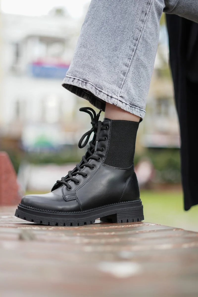 مارجين Women's Skid-Sole Elasticated Combat Boots Nigora