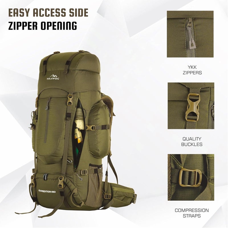 TRAWOC EXPEDITION 80L Travel Backpack - Image 3