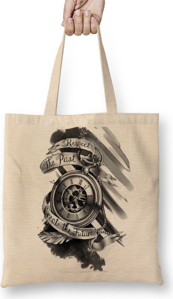 Baskı Dükkanı Print Shop Tempo Relogio Cloth Bag Long Handle 