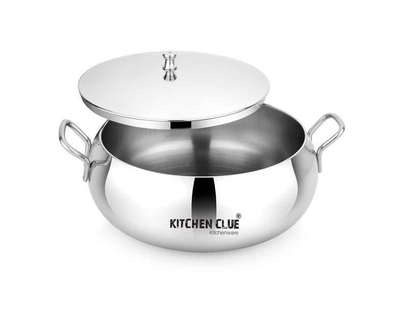 KITCHEN CLUE High Grade Quality Stainless Steel Serving Bowl Set with Lid - 2000 ML Pack of 1 Pcs - Easy to Carry Handle - Looks Attractive - Ideal for Serving, Storing - Rice, Curry, Dry Fruits - Image 4