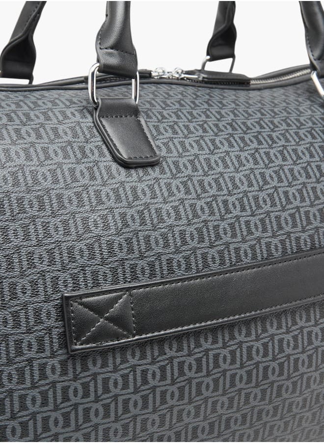 DUCHINI - Men Monogram Print Duffle Bag with Zip Closure and Double Handle - Image 1