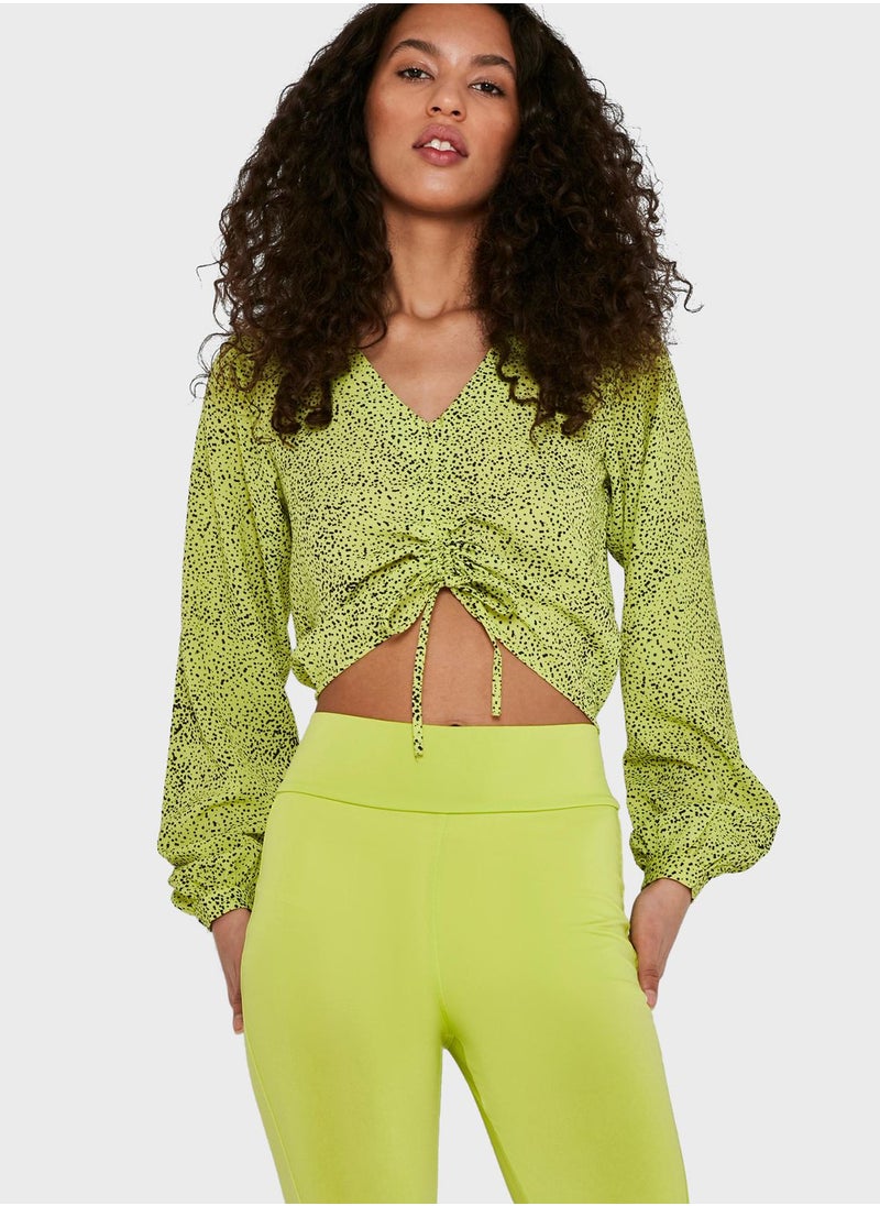 NOISY MAY - V-Neck Ruched Top - Image 1