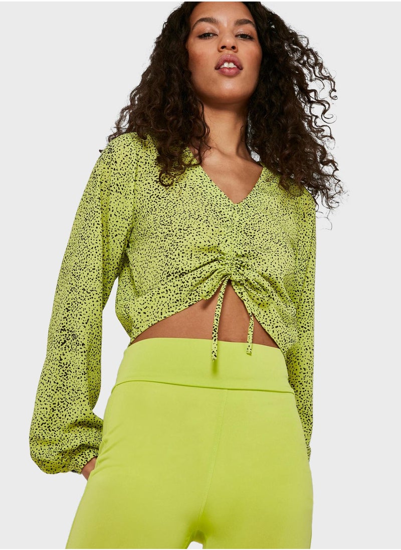NOISY MAY - V-Neck Ruched Top - Image 1