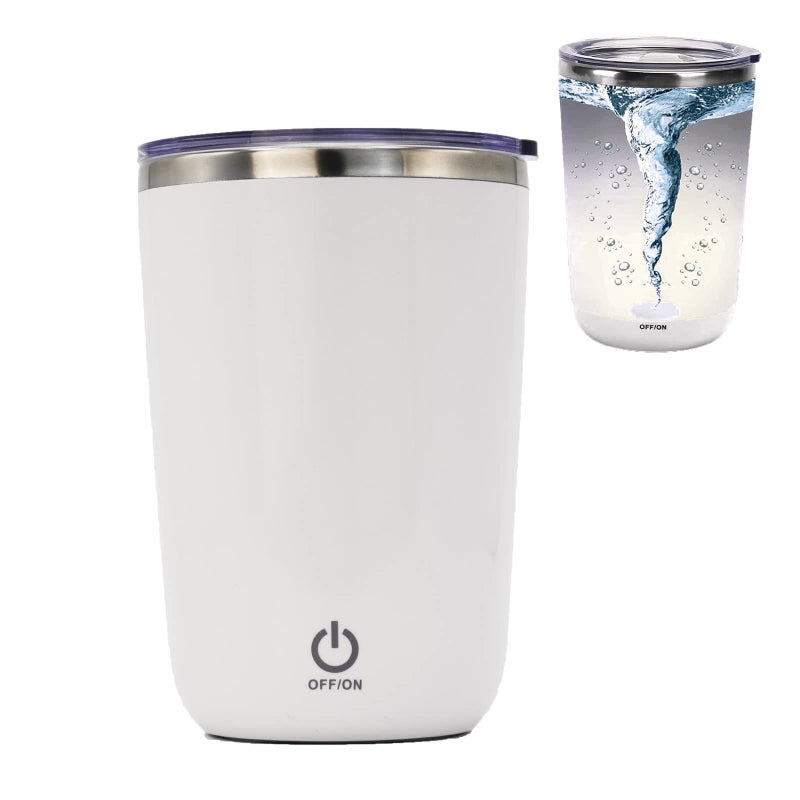 daasigwaa Rechargeable Self Stirring Mug Magnetic Electric Auto Mixing Stainless Steel Cup for OfficeKitchenTravelHome CoffeeTeaHot ChocolateMilk350 ml118 ozWhite