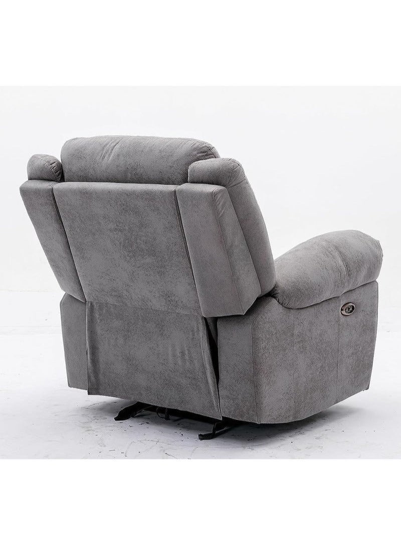 KUSTOMDECO Premium Manual Recliner Sofa Chair – Grey Suede Fabric, Oversized, Comfortable Armchair with Padded Backrest & Leg Rest – Modern Lounge Recliner for Living Room & Home Theater - Image 2