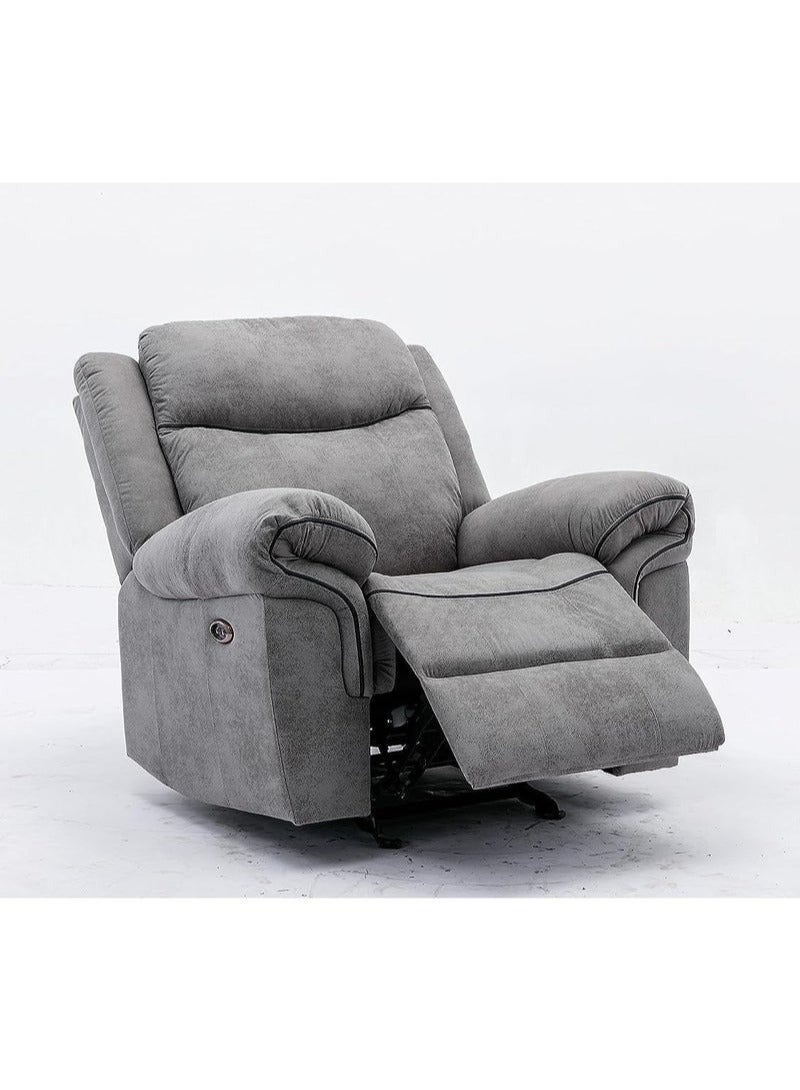 KUSTOMDECO Premium Manual Recliner Sofa Chair – Grey Suede Fabric, Oversized, Comfortable Armchair with Padded Backrest & Leg Rest – Modern Lounge Recliner for Living Room & Home Theater - Image 3