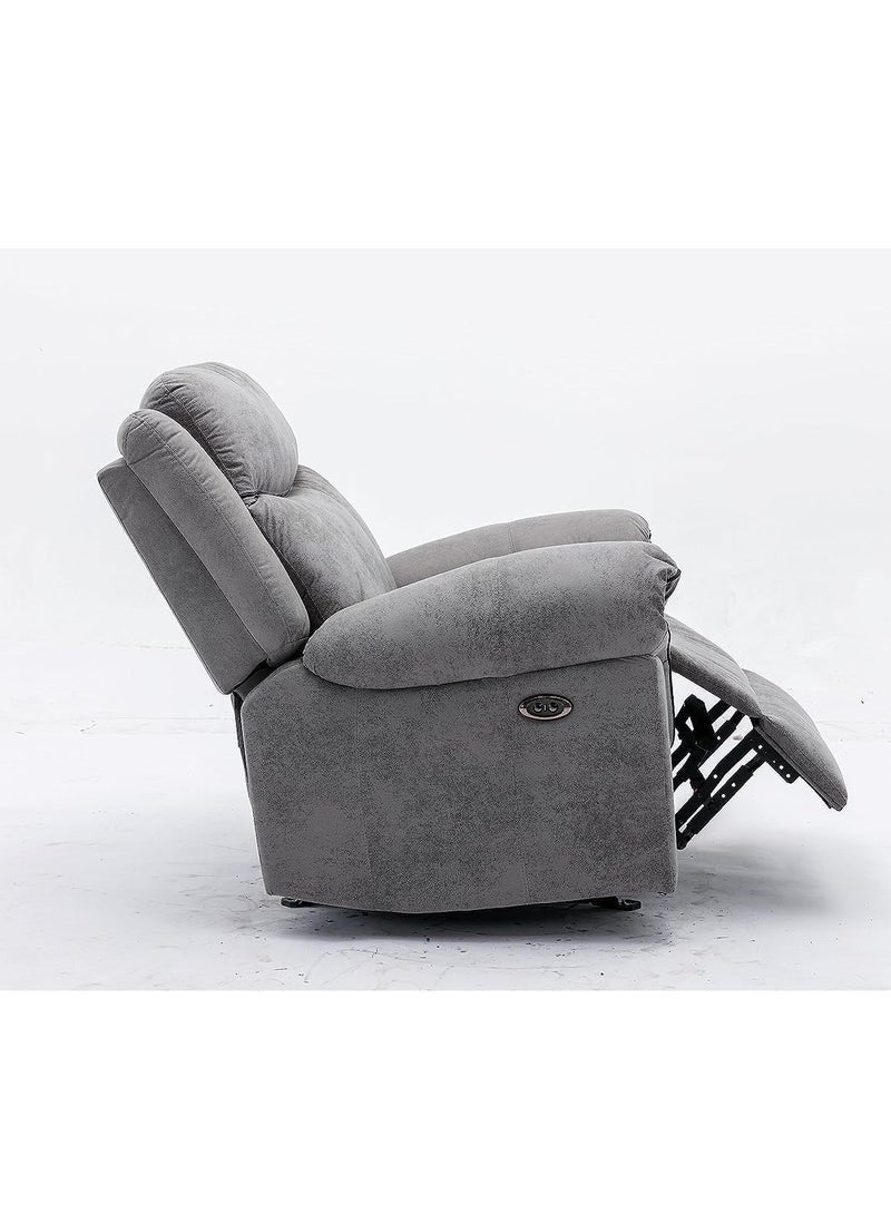 KUSTOMDECO Premium Manual Recliner Sofa Chair – Grey Suede Fabric, Oversized, Comfortable Armchair with Padded Backrest & Leg Rest – Modern Lounge Recliner for Living Room & Home Theater - Image 4