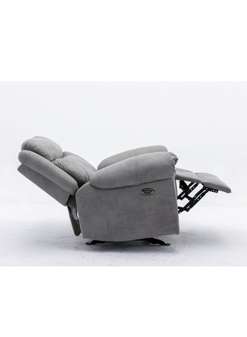 KUSTOMDECO Premium Manual Recliner Sofa Chair – Grey Suede Fabric, Oversized, Comfortable Armchair with Padded Backrest & Leg Rest – Modern Lounge Recliner for Living Room & Home Theater - Image 5