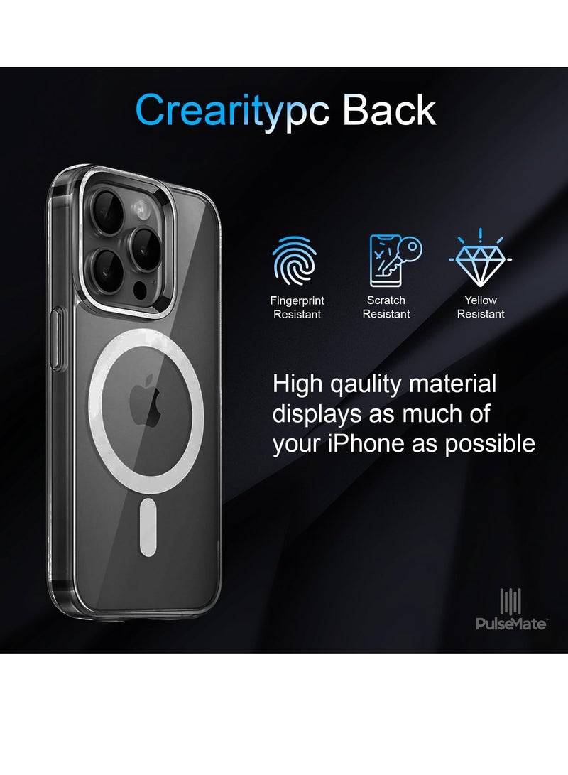 ELTRAZONE PulseMate for iPhone 15 Pro Max Case Cover, MagSafe Compatible, Slim & Fit Clear Case, Yellowing Resistant, Scratch-Resistant Back, 360 Degree Shockproof - Image 4
