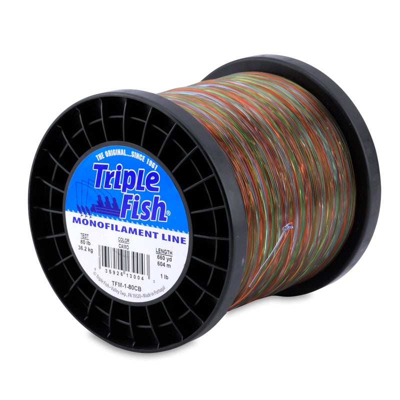Triple Fish Monofilament Line 80 lb 362 kg Test 035 in 090 mm Dia Camo 1 lb 045 kg Spool 660 yd 604 m - Image 2