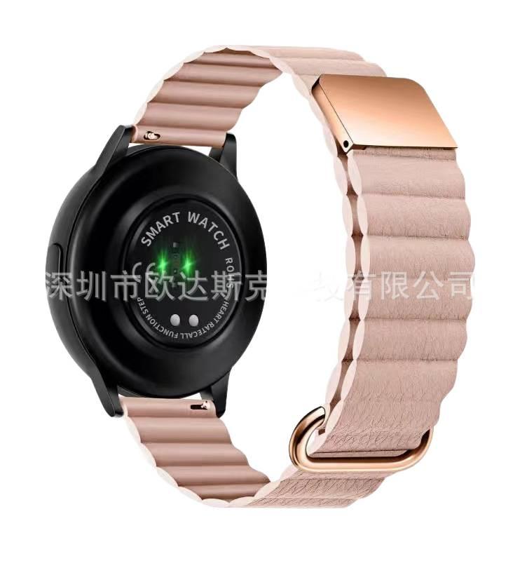 سوار ساعة ذكية سوار نايلون حلقي متوافق مع Samsung Galaxy Watch بملاءمة قابلة للتعديل وحزام بديل للاستخدام اليومي باللون وردي قابل للتعديل - AuraLuxe - Image 1