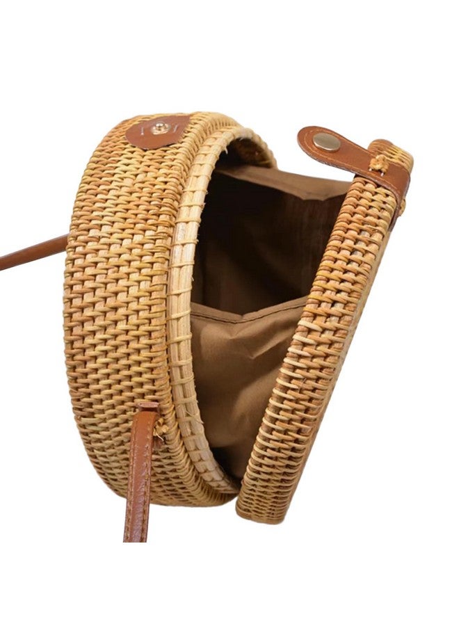 AOLIDA Rattan Bag Handwoven Round Bag Natural Chic Crossbody Handbag Circle Boho Bag for Holiday Dating Beach - Image 1