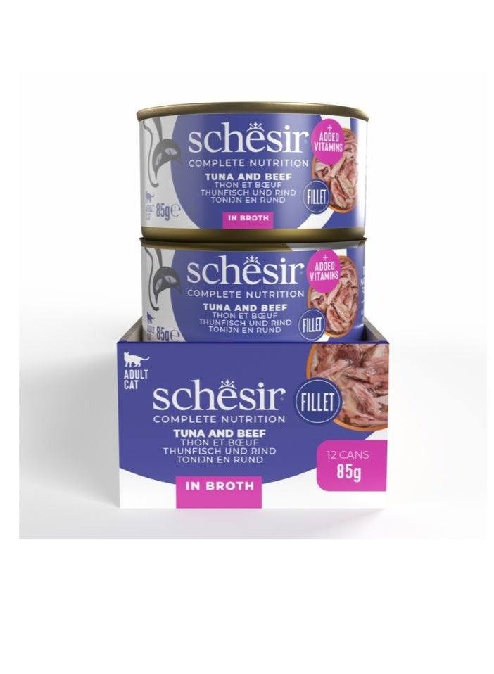 شيسر شيسير طعام رطب للقطط متكامل ومتوازن في المرق – تونة مع لحم بقري 85 جم [الحد الأدنى للطلب: 12 قطعة] - Image 3