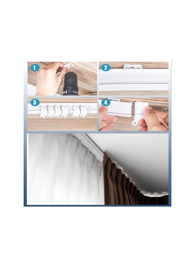 The Bros 16½ FT Bendable Curtain Track - Ceiling Mounted - White - Coated - Metal - Straight/Curved - 5 Mtr - Image 5