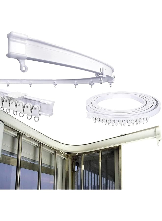 The Bros 16½ FT Bendable Curtain Track - Ceiling Mounted - White - Coated - Metal - Straight/Curved - 5 Mtr - Image 1
