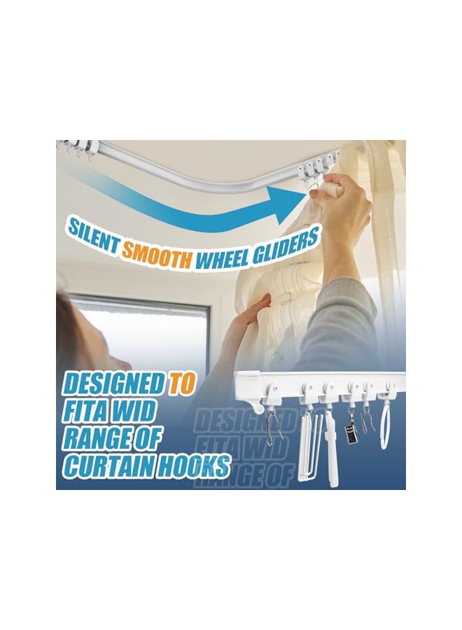 The Bros 16½ FT Bendable Curtain Track - Ceiling Mounted - White - Coated - Metal - Straight/Curved - 5 Mtr - Image 4