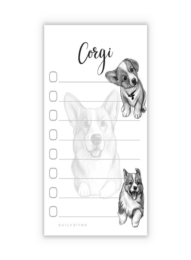 DAILY RITMO Welsh Corgi Puppies Sticky to Do List Notepad - Dog Sticky Notes Stationary School Supplies for Corgi Mom | Corgi Gifts for Corgi Lovers | 4" x 6" 50 Pages - Image 1