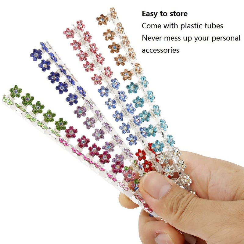 ANBALA Mini Claw Clips with No-Slip Grip - Glitter and Rhinestone Hair Accessories in Mixed Colors, Metal Clamps for Girls and Women (Silver-13Colors) - Image 4