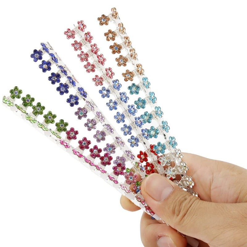 ANBALA Mini Claw Clips with No-Slip Grip - Glitter and Rhinestone Hair Accessories in Mixed Colors, Metal Clamps for Girls and Women (Silver-13Colors) - Image 1