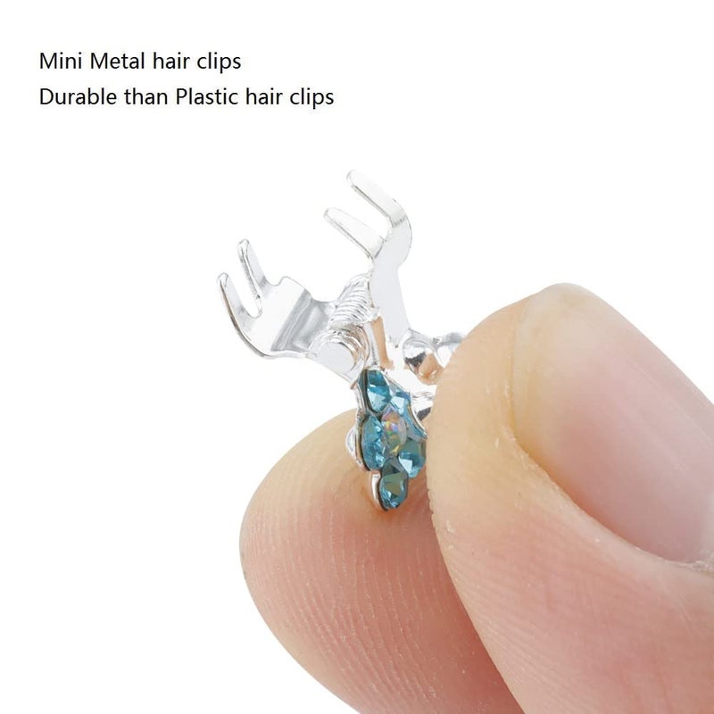 ANBALA Mini Claw Clips with No-Slip Grip - Glitter and Rhinestone Hair Accessories in Mixed Colors, Metal Clamps for Girls and Women (Silver-13Colors) - Image 3